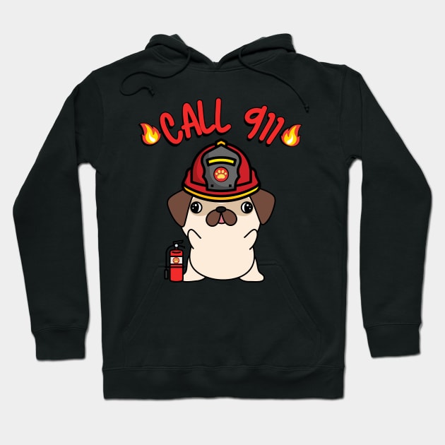 Firefighter Pug Hoodie by Pet Station
